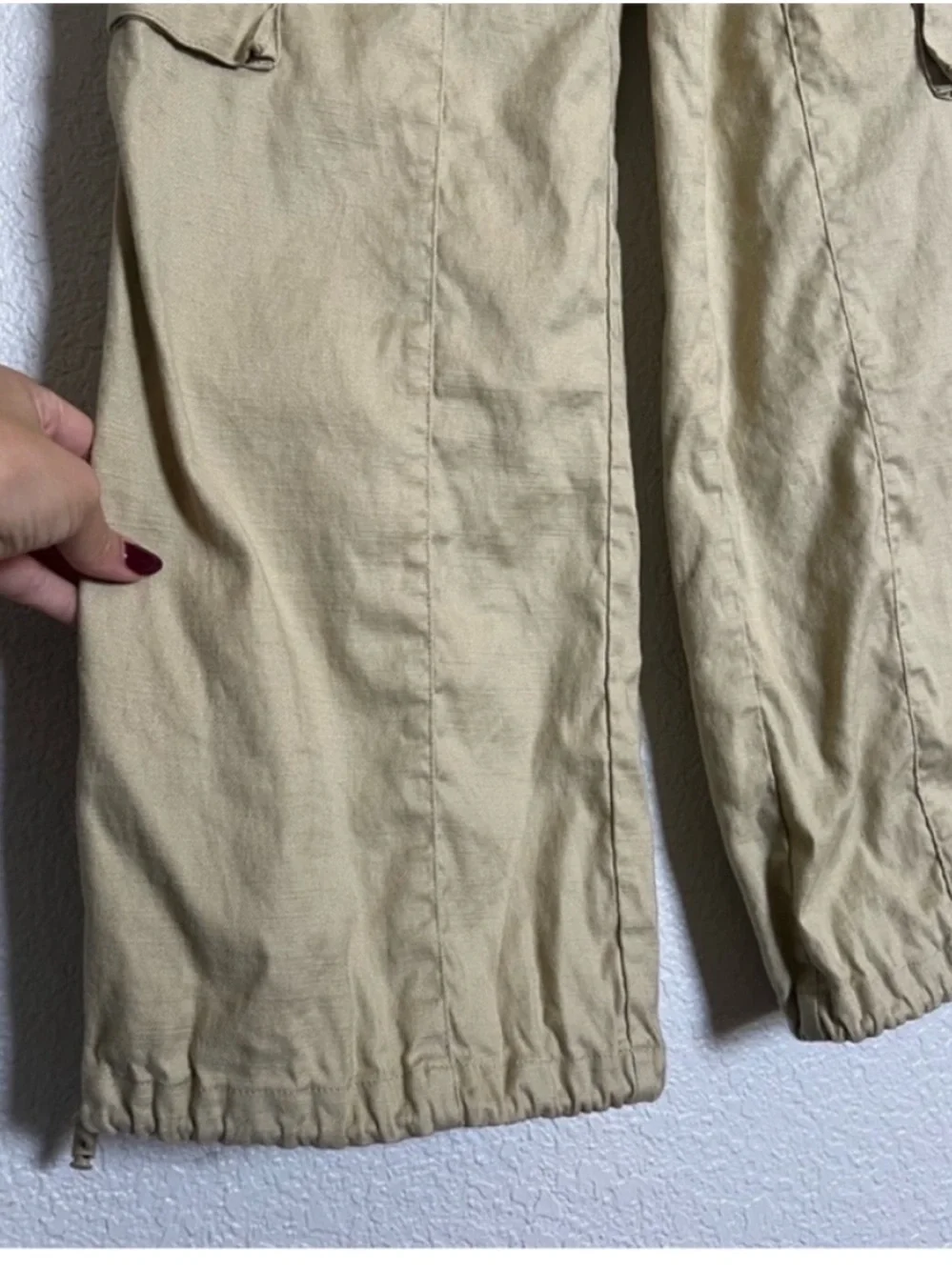 Rails Ollie Linen Blend Cargo Pants Ochre Beige Drawstring Utility Pant